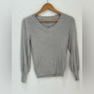 Loft Light Gray Ribbed Long Sleeve Sweater